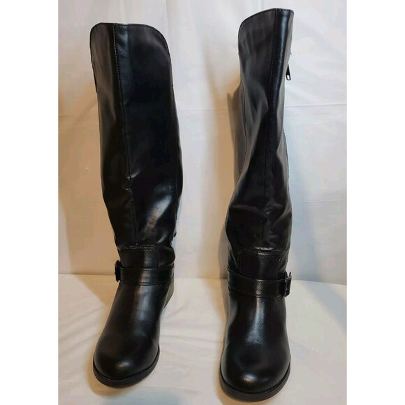 Arizona Denver Black Faux Leather Memory Foam Tall Boots Women's 7.5 M NEW - Picture 1 of 14
